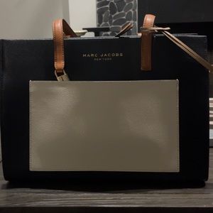 Marc Jacobs color blocked  smoked almond leather medium sized tote